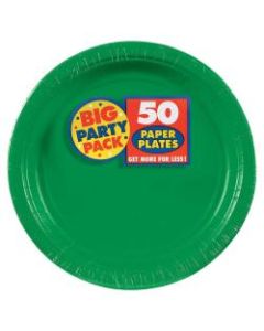 Amscan Big Party Pack 9in Round Paper Plates, Festive Green, 50 Plates Per Pack, Set Of 2 Packs