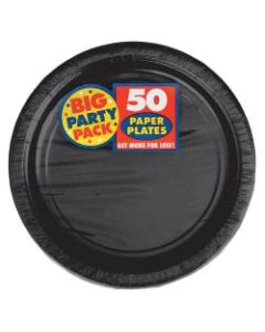 Amscan Big Party Pack 9in Round Paper Plates, Jet Black, 50 Plates Per Pack, Set Of 2 Packs