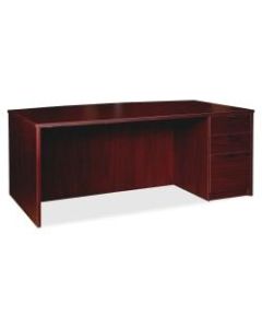 Lorell Prominence 2.0 Bowfront Right Pedestal Desk, 72inW x 42inD, Mahogany