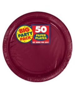 Amscan Big Party Pack 9in Round Paper Plates, Berry, 50 Plates Per Pack, Set Of 2 Packs