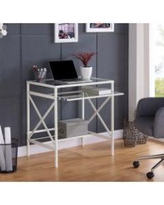 Southern Enterprises Elvan Metal Glass Desk, White