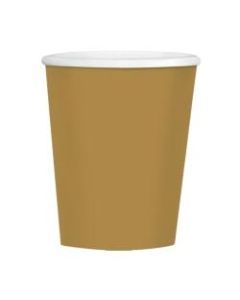 Amscan Hot/Cold Paper Cups, 12 Oz, Gold, Pack Of 40 Cups, Case Of 4 Packs