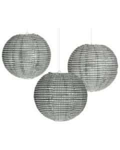 Amscan Sequin Paper Lanterns, 9-1/2in, Silver, Pack Of 3 Lanterns
