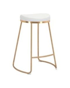 Zuo Modern Bree Counter Stools, White/Gold, Set Of 2