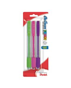Pentel Clic Erasers, Assorted Colors, Pack Of 3