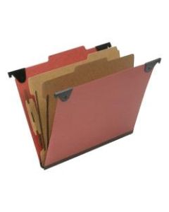 SKILCRAFT 2/5 Tab Cut Letter Recycled Hanging Folder - 1in Folder Capacity - 8 1/2in x 11in - Top Tab Position - 2 Divider(s) - Pressboard, Kraft, Fiber - Red - 60% - 10 / Box - TAA Compliant