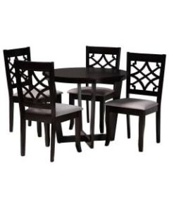 Baxton Studio Tricia Dining Set, 29-15/16inH x 35-7/16inW x 35-7/16inD, Gray/Dark Brown