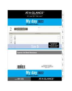 AT-A-GLANCE One Page Per Day Daily/Monthly Planner Refill, Folio Size, 8-1/2in x 11in, January To December 2022, 491-125