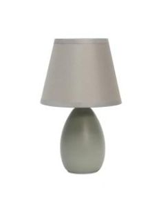 Simple Designs Mini Egg Oval Ceramic Table Lamp, 9-7/16inH, Gray Shade/Gray Base