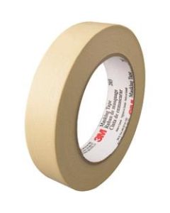 3M 203 Masking Tape, 3in Core, 1in x 180ft, Natural, Pack Of 12