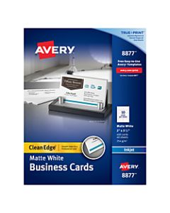 Avery Inkjet Clean-Edge Two-Side Printable Business Cards, 2-Sided, 2in x 3 1/2in, White Matte, Pack Of 400