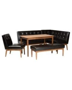 Baxton Studio Arvid Dining Nook Set, Walnut Brown/Dark Brown