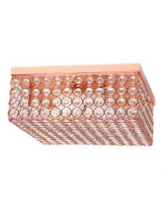 Elegant Designs Elipse Crystal 2-Light Square Flush Mount Ceiling Fixture, 12inW, Rose Gold