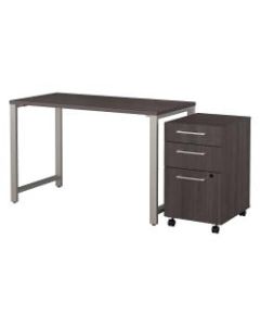 Bush Business Furniture 400 Series Table Desk with 3 Drawer Mobile File Cabinet, 48inW x 24inD, Storm Gray, Standard Delivery