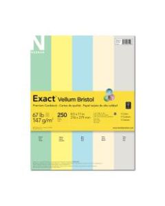 Exact Vellum Bristol Cover Stock, 8 1/2in x 11in, 67 Lb, Assorted Colors, Pack Of 250 Sheets