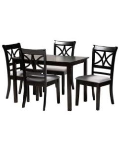 Baxton Studio Clarke 5-Piece Dining Set, 29-1/8inH x 43-5/16inW x 27-9/16inD, Gray/Espresso