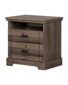 South Shore Avilla 2-Drawer Nightstand, 25inH x 24-1/2inW x 17-1/2inD, Fall Oak