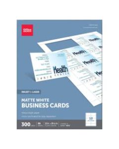 Office Depot Brand Matte Business Cards, 2in x 3 1/2in, White, Pack Of 300