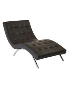 Office Star Avenue Six Blake Tufted Chaise, Black/Chrome