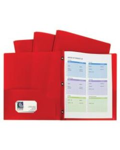 C-Line 2-Pocket Poly Portfolio Folders With Prongs, 8-1/2in x 11in, Letter Size, Red, Pack Of 10 Folders