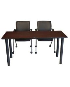 Boss 3-Piece 48inW Training Table And Chairs Set, Mahogany/Black