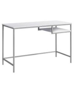 Monarch Specialties Computer Desk With Hanging Shelf, White/Silver