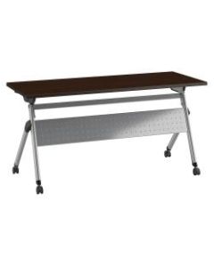 Bush Business Furniture 60inW x 24inD Folding Training Table With Wheels, Mocha Cherry/Cool Gray Metallic, Standard Delivery