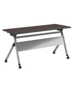 Bush Business Furniture 60inW x 24inD Folding Training Table With Wheels, Storm Gray/Cool Gray Metallic, Standard Delivery