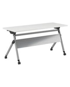 Bush Business Furniture 60inW x 24inD Folding Training Table With Wheels, White/Cool Gray Metallic, Standard Delivery
