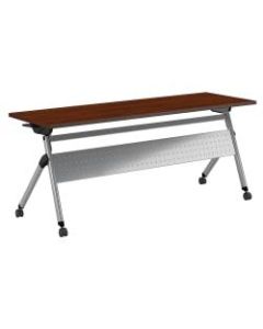 Bush Business Furniture 72inW x 24inD Folding Training Table With Wheels, Hansen Cherry/Cool Gray Metallic, Standard Delivery