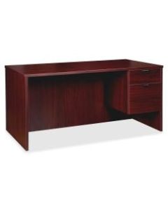 Lorell Prominence 2.0 3/4 Right Pedestal Desk, 66inW x 30inD, Mahogany