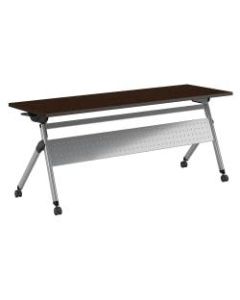 Bush Business Furniture 72inW x 24inD Folding Training Table With Wheels, Mocha Cherry/Cool Gray Metallic, Standard Delivery