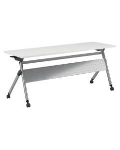 Bush Business Furniture 72inW x 24inD Folding Training Table With Wheels, White/Cool Gray Metallic, Standard Delivery