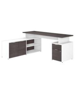 Bush Business Furniture Jamestown L-Shaped Desk With Drawers, 72inW, Storm Gray/White, Standard Delivery