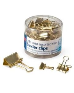 OIC Assorted Binder Clips, Assorted Sizes, Gold, Pack Of 30