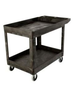 Rubbermaid Commercial Heavy-Duty 2-Shelf Utility Cart, 33-1/4inH x 25-3/4inW x 45-1/4inD, Black