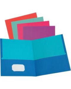 Oxford Letter Recycled Pocket Folder - 8 1/2in x 11in - 100 Sheet Capacity - 2 Pocket(s) - Assorted - 10% - 50 / Box