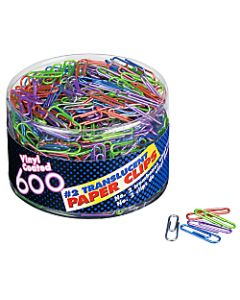 OIC Translucent Vinyl Paper Clips, No. 2, Assorted Colors, Box Of 600 Paper Clips