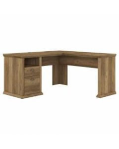 Bush Furniture Yorktown 60inW L-Shaped Desk With Storage, Reclaimed Pine, Standard Delivery