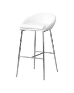 Monarch Specialties Bar Stools, White/Chrome, Set Of 2