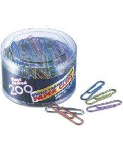OIC Translucent Vinyl Paper Clips, Giant, Assorted Colors, Box Of 200 Clips