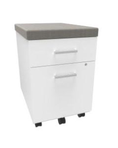 Linea Italia, Inc 24inD Vertical Mobile File Cabinet With Cushion, White/Gray