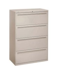 HON Brigade 700 36inW Lateral 4-Drawer File Cabinet, Metal, Putty