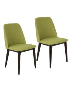 LumiSource Tintori Dining Chair, Brown Wood/Green Fabric, Set Of 2