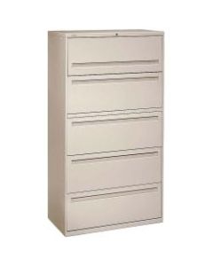 HON Brigade 700 36inW Lateral 5-Drawer File Cabinet, Metal, Putty