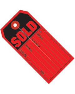 Office Depot Brand Retail Tags, "SOLD", 4 3/4in x 2 3/8in, 100% Recycled, Black/Red, Case Of 500