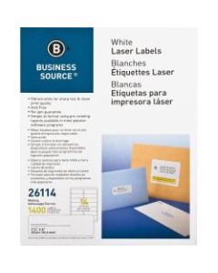 Business Source Bright White Premium-quality Address Labels - 1 1/3in x 4in Length - Permanent Adhesive - Rectangle - Laser, Inkjet - White - 14 / Sheet - 100 Total Sheets - 1400 / Pack