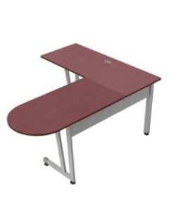 Linea Italia, Inc L-Shaped Corner Desk, 71inW, Cherry/Gray