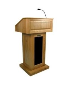 AmpliVox SW3020 - Wireless Victoria Lectern - 47in Height x 27in Width x 22in Depth - Clear Lacquer, Oak - Solid Wood, Solid Hardwood