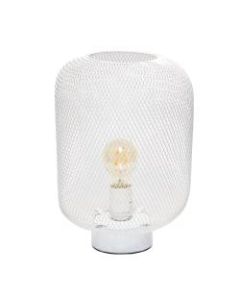 Simple Designs Metal Mesh Industrial Table Lamp, 12-3/16inH, White